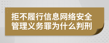 拒不履行信息网络安全管理义务罪为什么判刑