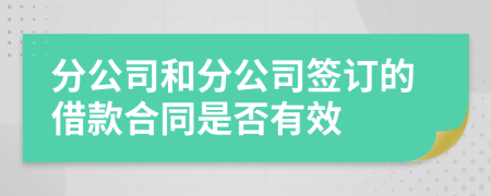 分公司和分公司签订的借款合同是否有效