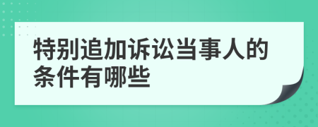 特别追加诉讼当事人的条件有哪些