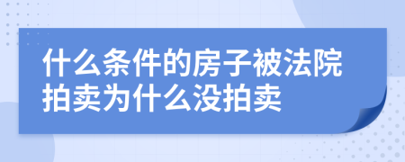 什么条件的房子被法院拍卖为什么没拍卖