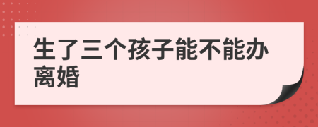 生了三个孩子能不能办离婚
