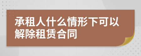 承租人什么情形下可以解除租赁合同