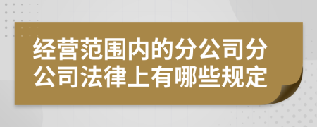 经营范围内的分公司分公司法律上有哪些规定
