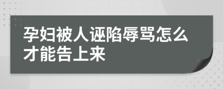 孕妇被人诬陷辱骂怎么才能告上来