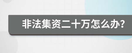 非法集资二十万怎么办？