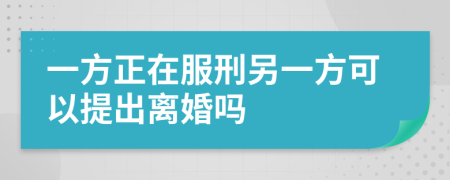 一方正在服刑另一方可以提出离婚吗