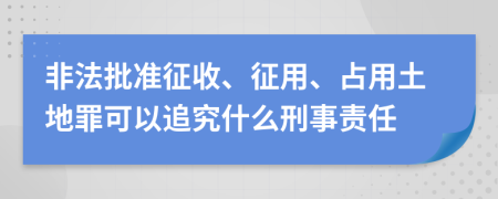 非法批准征收、征用、占用土地罪可以追究什么刑事责任