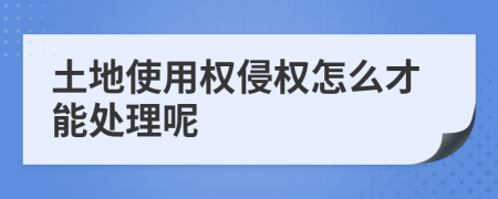 土地使用权侵权怎么才能处理呢