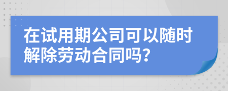 在试用期公司可以随时解除劳动合同吗？