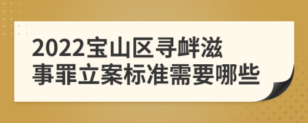 2022宝山区寻衅滋事罪立案标准需要哪些