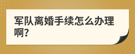 军队离婚手续怎么办理啊？