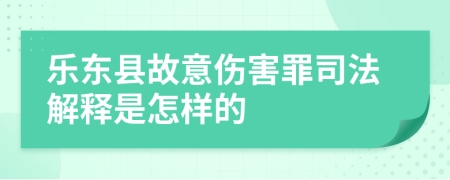 乐东县故意伤害罪司法解释是怎样的