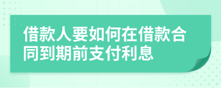 借款人要如何在借款合同到期前支付利息