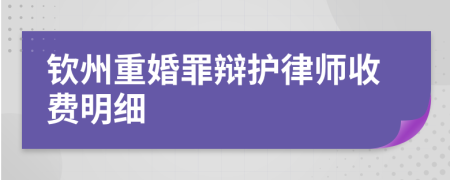 钦州重婚罪辩护律师收费明细