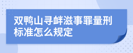 双鸭山寻衅滋事罪量刑标准怎么规定