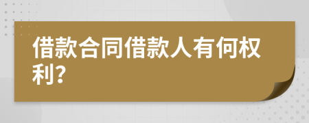 借款合同借款人有何权利？