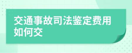 交通事故司法鉴定费用如何交