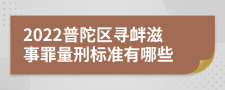2022普陀区寻衅滋事罪量刑标准有哪些