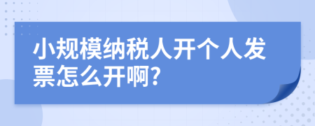 小规模纳税人开个人发票怎么开啊?