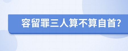 容留罪三人算不算自首？