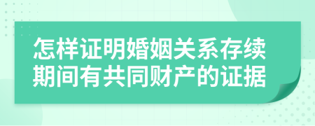 怎样证明婚姻关系存续期间有共同财产的证据