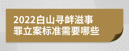 2022白山寻衅滋事罪立案标准需要哪些