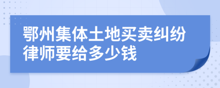 鄂州集体土地买卖纠纷律师要给多少钱