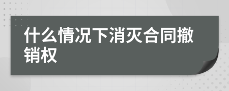 什么情况下消灭合同撤销权