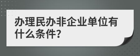 办理民办非企业单位有什么条件？