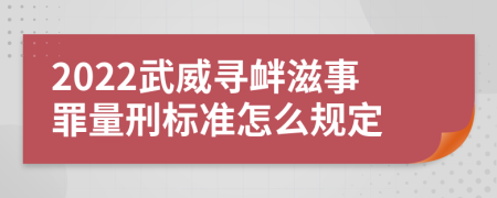 2022武威寻衅滋事罪量刑标准怎么规定