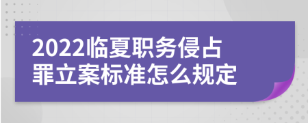 2022临夏职务侵占罪立案标准怎么规定