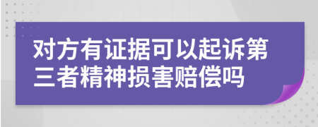 对方有证据可以起诉第三者精神损害赔偿吗