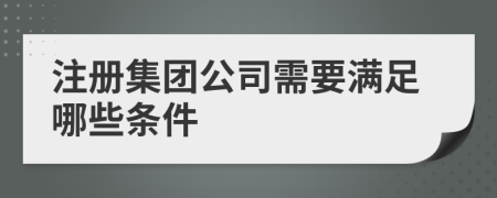 注册集团公司需要满足哪些条件