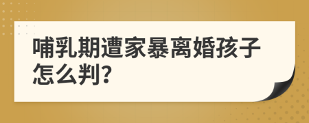 哺乳期遭家暴离婚孩子怎么判？
