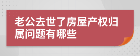 老公去世了房屋产权归属问题有哪些