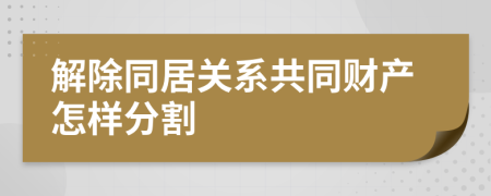 解除同居关系共同财产怎样分割