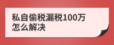 私自偷税漏税100万怎么解决