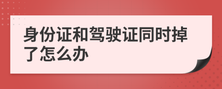 身份证和驾驶证同时掉了怎么办