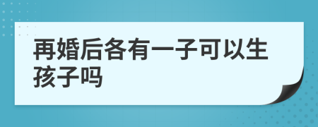 再婚后各有一子可以生孩子吗