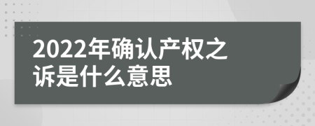 2022年确认产权之诉是什么意思