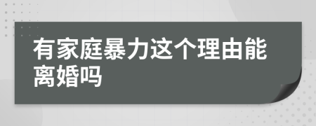 有家庭暴力这个理由能离婚吗