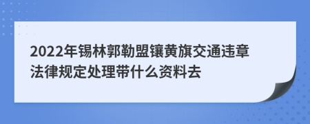 2022年锡林郭勒盟镶黄旗交通违章法律规定处理带什么资料去