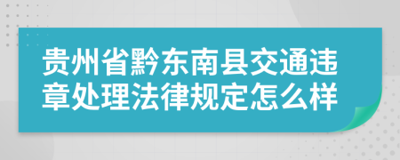 贵州省黔东南县交通违章处理法律规定怎么样