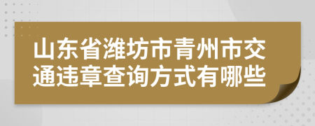 山东省潍坊市青州市交通违章查询方式有哪些