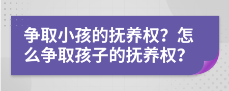争取小孩的抚养权？怎么争取孩子的抚养权？