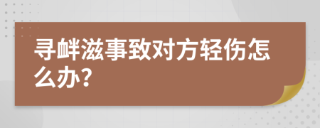 寻衅滋事致对方轻伤怎么办？