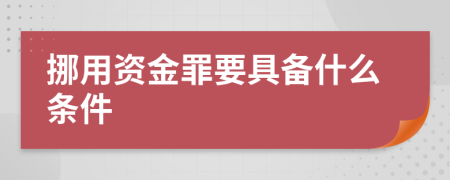 挪用资金罪要具备什么条件