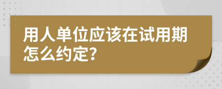 用人单位应该在试用期怎么约定？