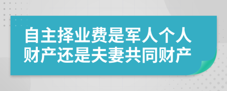 自主择业费是军人个人财产还是夫妻共同财产