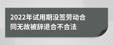 2022年试用期没签劳动合同无故被辞退合不合法